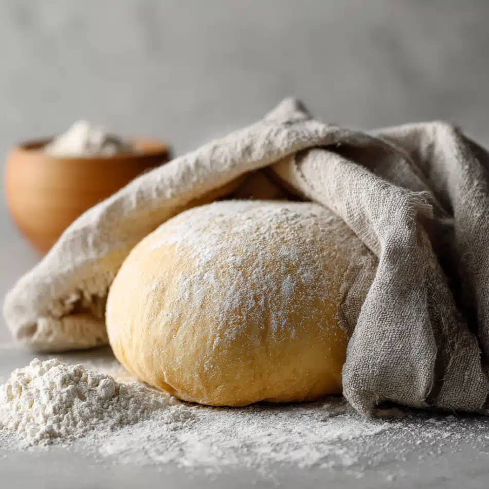Baked samosa dough resting under moist towel