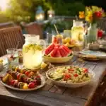 Easy summer dinners on outdoor patio table