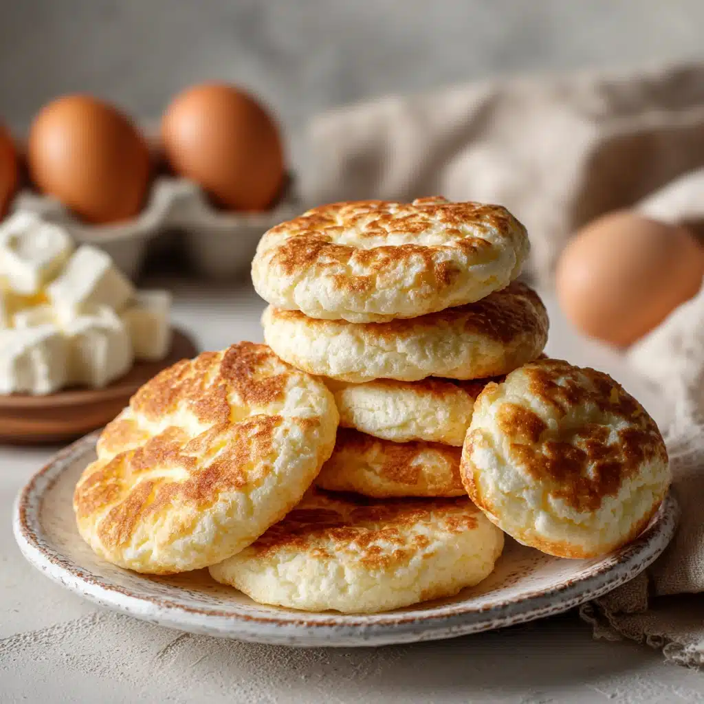 Fluffy cottage cheese cloud bread on a plate
