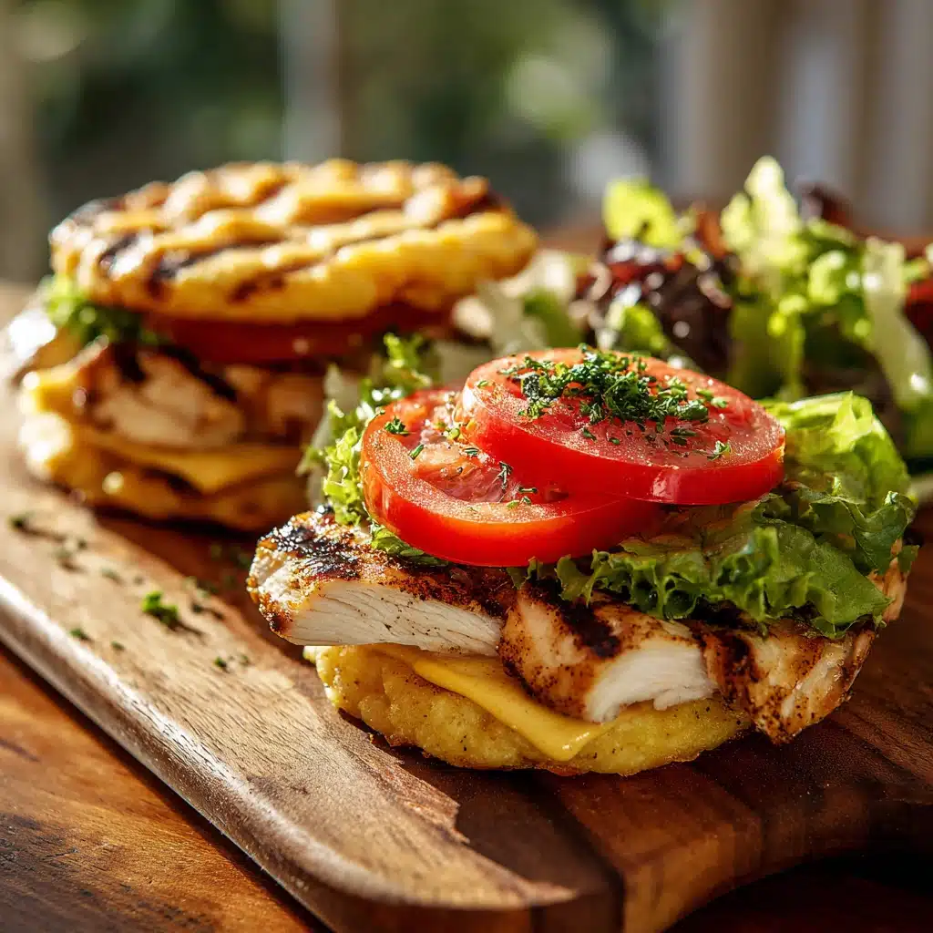 Savory cloud bread sandwich with chicken and lettuce