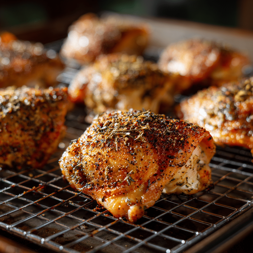 Preparing chicken for baking on wire rack
